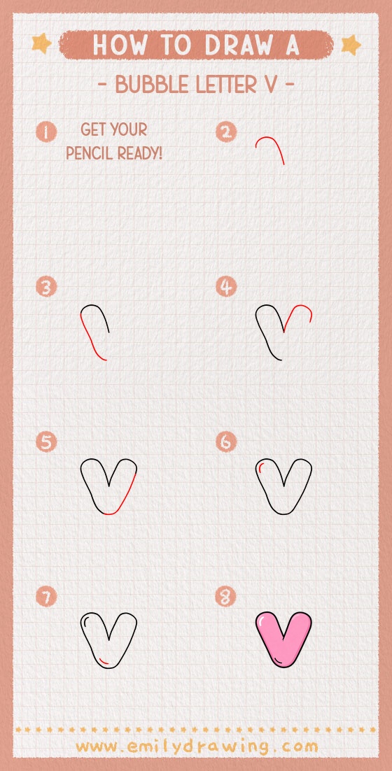 how to draw a bubble letter v pinterest pin